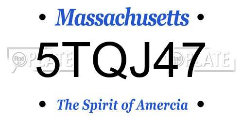 5TQJ47 Massachusetts License Plate
