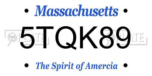 5TQK89 Massachusetts License Plate
