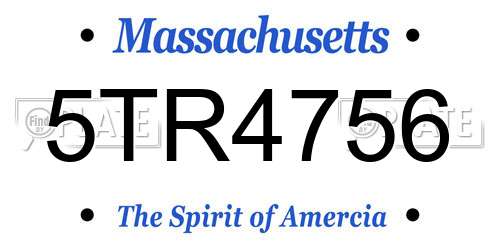 5TR4756 Massachusetts License Plate