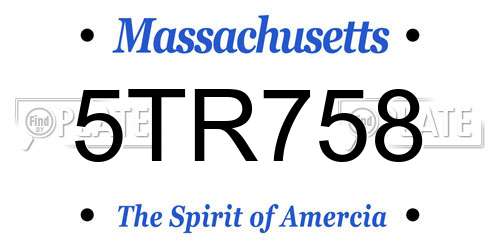 5TR758 Massachusetts License Plate