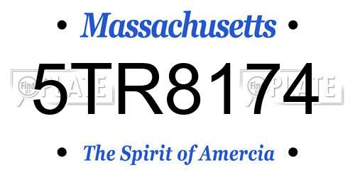 5TR8174 Massachusetts License Plate