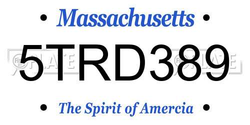 5TRD389 Massachusetts License Plate