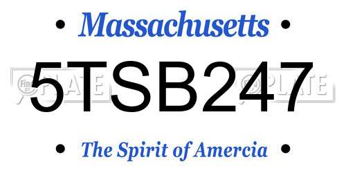 5TSB247 Massachusetts License Plate