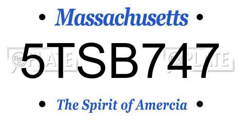 5TSB747 Massachusetts License Plate