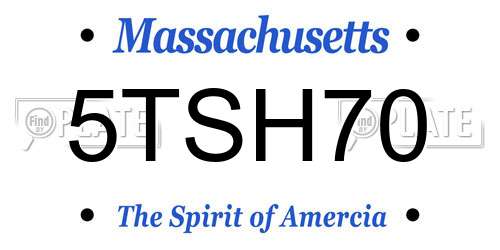5TSH70 Massachusetts License Plate