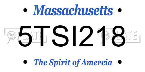 5TSI218 Massachusetts License Plate