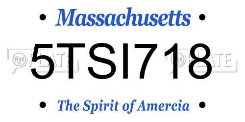 5TSI718 Massachusetts License Plate