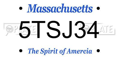 5TSJ34 Massachusetts License Plate