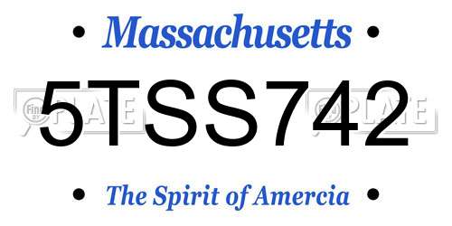 5TSS742 Massachusetts License Plate