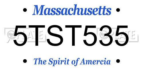5TST535 Massachusetts License Plate