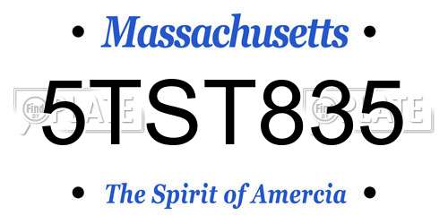 5TST835 Massachusetts License Plate