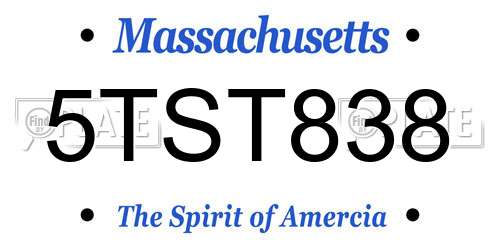 5TST838 Massachusetts License Plate