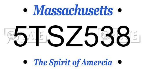 5TSZ538 Massachusetts License Plate