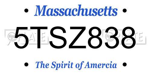 5TSZ838 Massachusetts License Plate