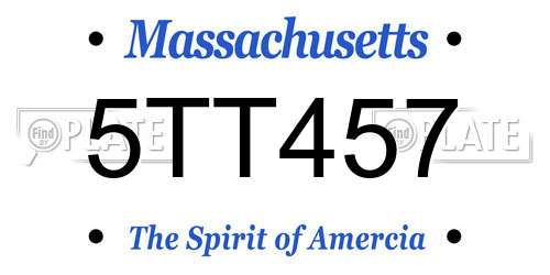 5TT457 Massachusetts License Plate