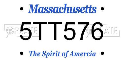5TT576 Massachusetts License Plate