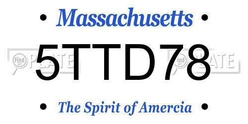 5TTD78 Massachusetts License Plate