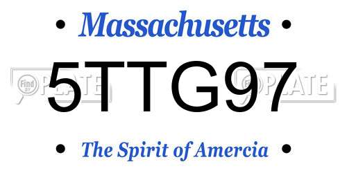 5TTG97 Massachusetts License Plate