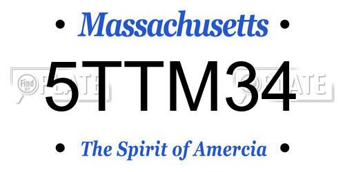 5TTM34 Massachusetts License Plate