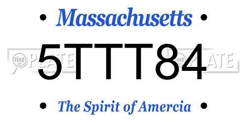 5TTT84 Massachusetts License Plate
