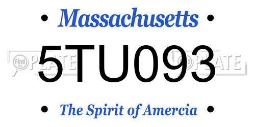 5TU093 Massachusetts License Plate