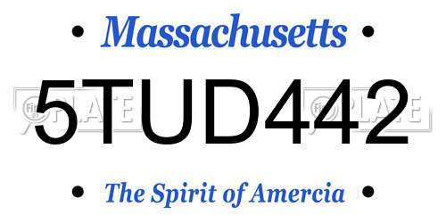 5TUD442 Massachusetts License Plate