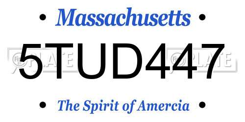 5TUD447 Massachusetts License Plate