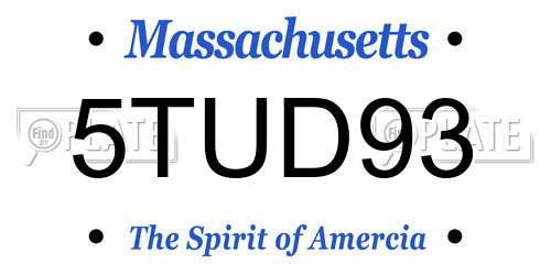 5TUD93 Massachusetts License Plate