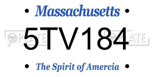 5TV184 Massachusetts License Plate