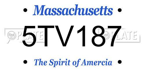 5TV187 Massachusetts License Plate