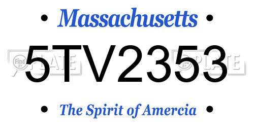 5TV2353 Massachusetts License Plate