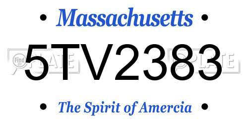 5TV2383 Massachusetts License Plate