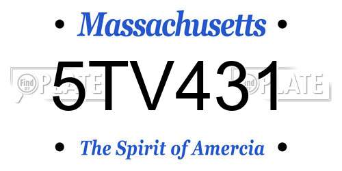 5TV431 Massachusetts License Plate