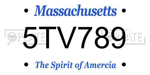 5TV789 Massachusetts License Plate