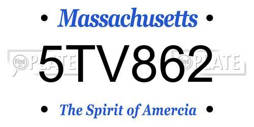 5TV862 Massachusetts License Plate