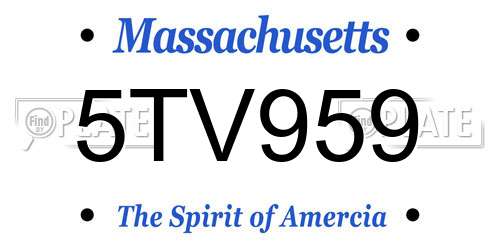 5TV959 Massachusetts License Plate