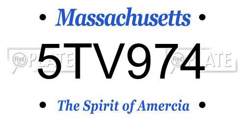 5TV974 Massachusetts License Plate
