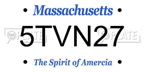 5TVN27 Massachusetts License Plate
