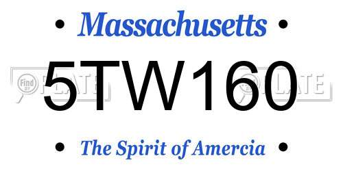 5TW160 Massachusetts License Plate