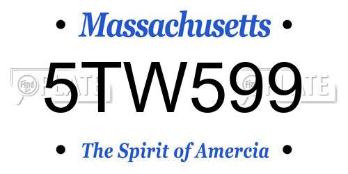 5TW599 Massachusetts License Plate