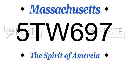 5TW697 Massachusetts License Plate