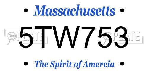 5TW753 Massachusetts License Plate