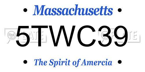 5TWC39 Massachusetts License Plate