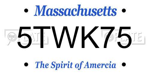 5TWK75 Massachusetts License Plate
