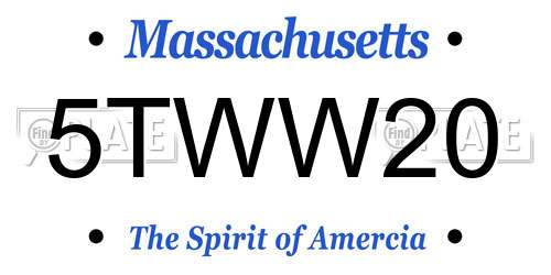 5TWW20 Massachusetts License Plate