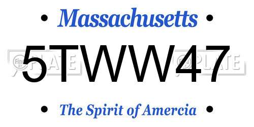 5TWW47 Massachusetts License Plate