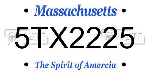 5TX2225 Massachusetts License Plate