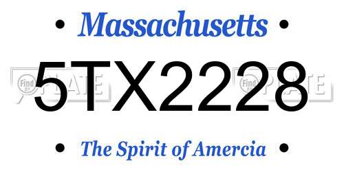 5TX2228 Massachusetts License Plate