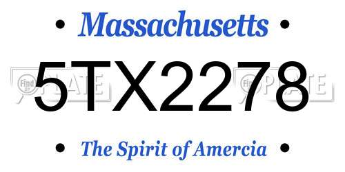5TX2278 Massachusetts License Plate