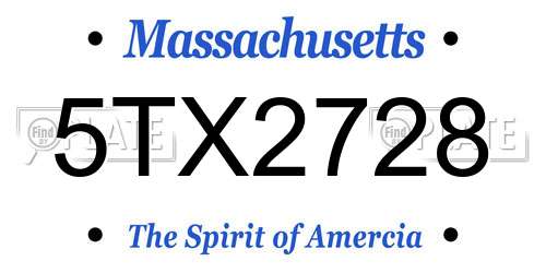 5TX2728 Massachusetts License Plate